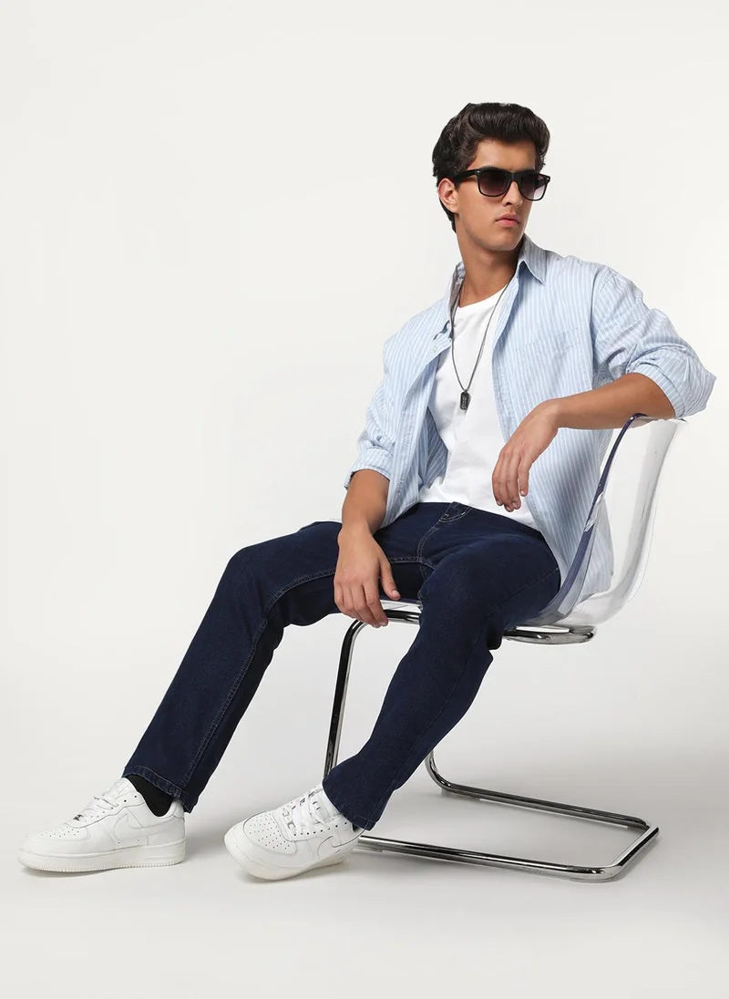 Urbano Fashion  Urbano Fashion Men's Blue Straight Fit Heavy Washed Denim Jeans Stretchable for Men | Best Price UAE